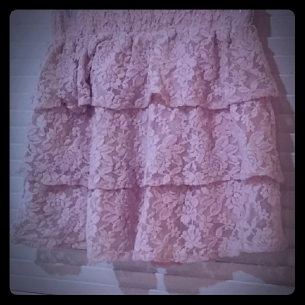 Pink Lace Ruffle Skirt
